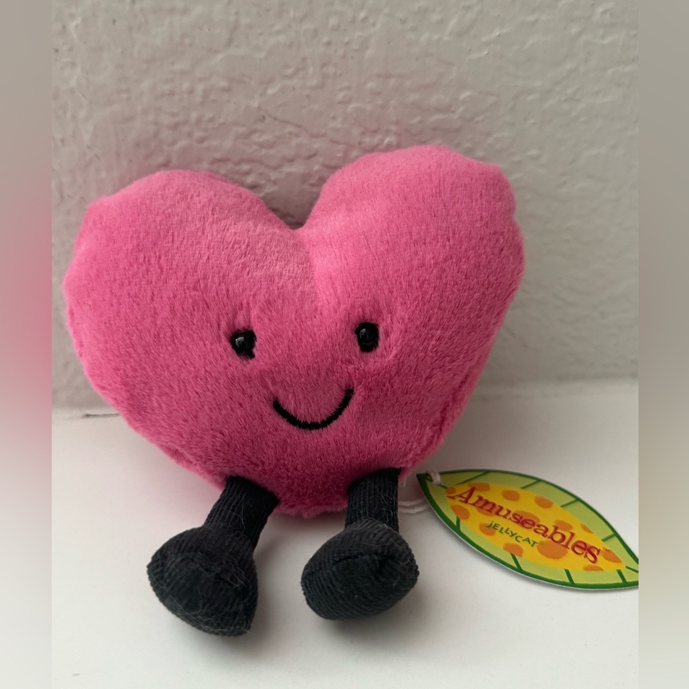 Authentic NWT Jellycat AMUSEABLE HOT PINK HEART small Plush Toy Retired Rare